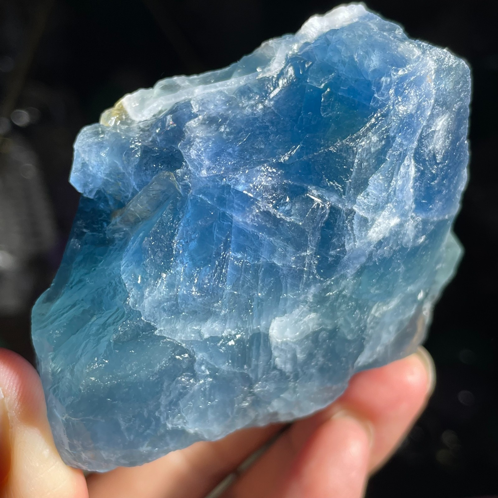 305g Natural Rough Dark Blue Fluorite Quartz Crystal Raw Stone Specimen Healing