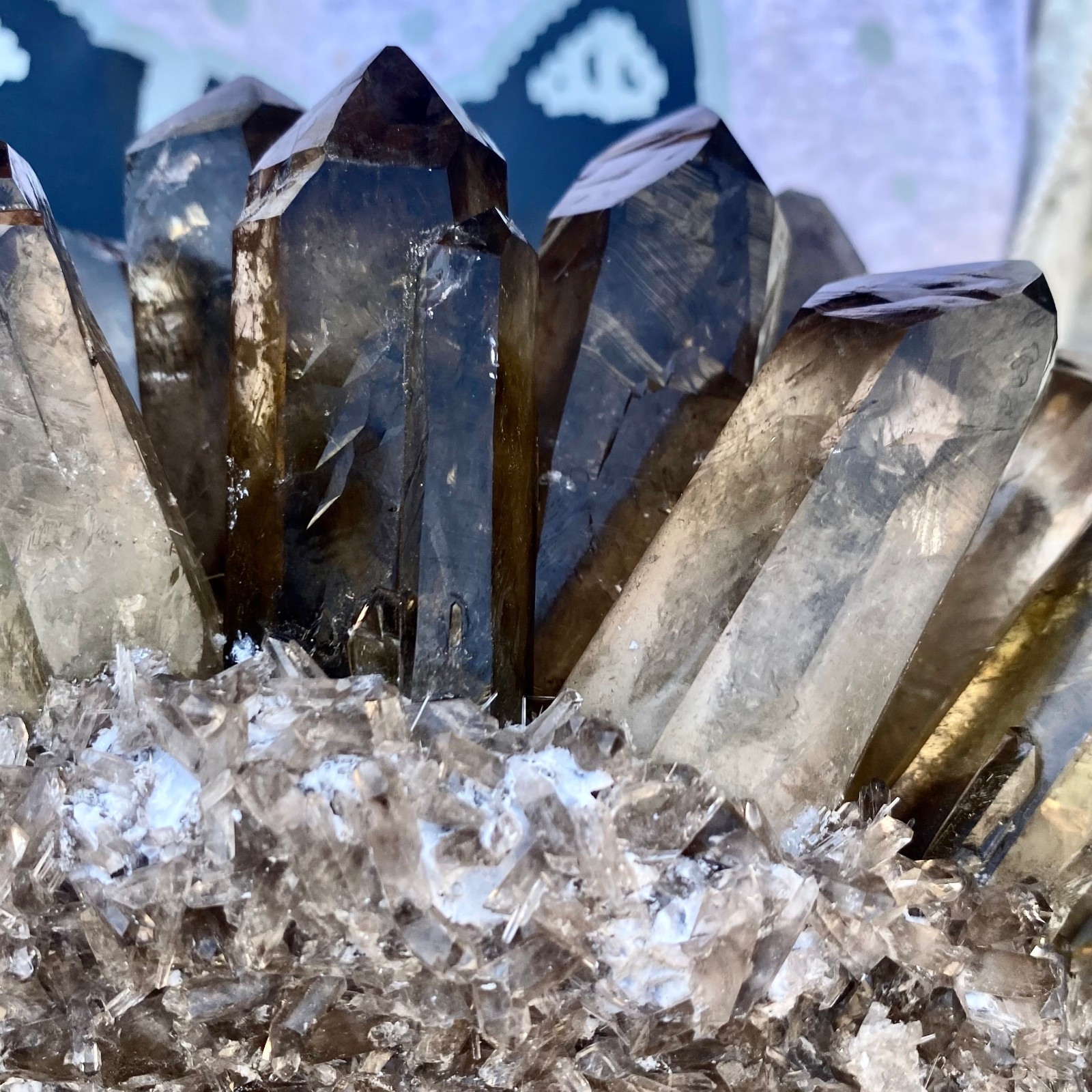 12G New Find black Phantom Quartz Crystal Cluster Mineral Specimen Healing