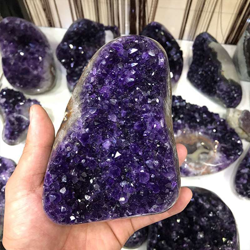 Cut Base Natural Amethyst Quartz Crystal Cluster Healing Stone Geode Specimen US