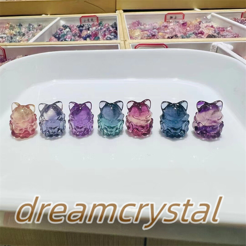 100pc Random Natural Fluorite Crystal Skull Mini Carved fox Skull Quartz Healing