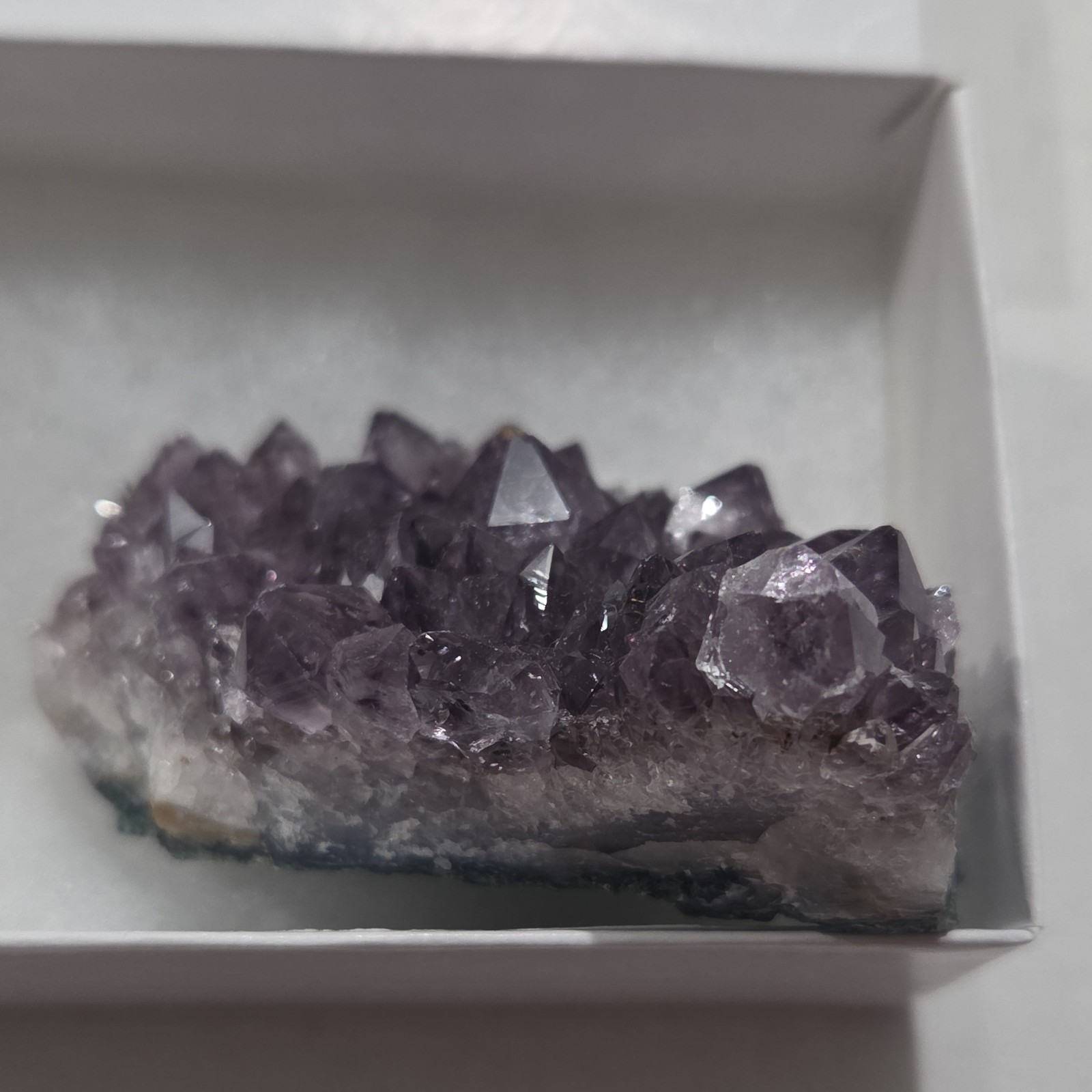 Purple Amethyst Brazil Crystal Cluster Mineral Specimen in Display Box I