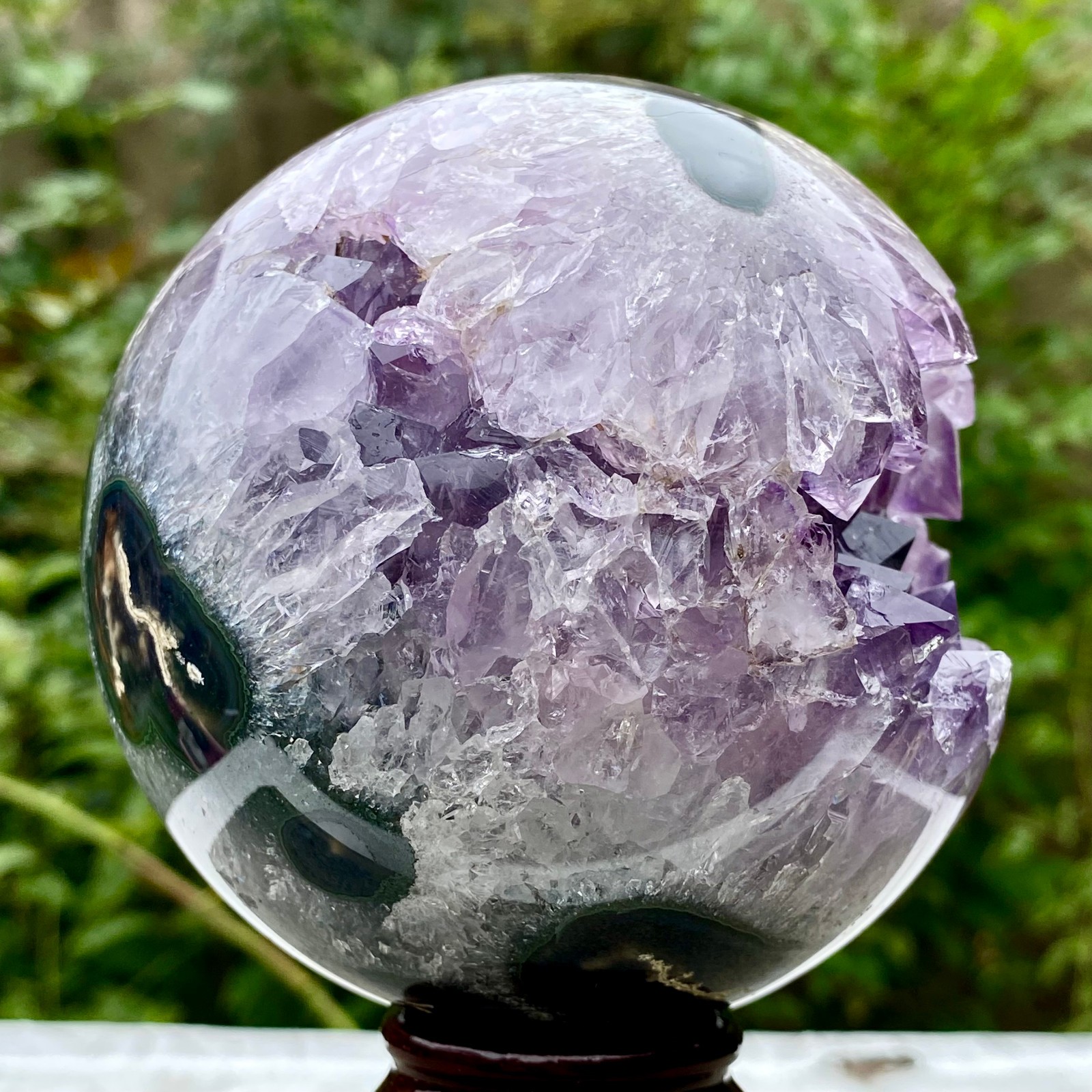 2.6LB Amethyst Agate Sphere Polished Healing Crystal Ball Home Feng Shui Ornam