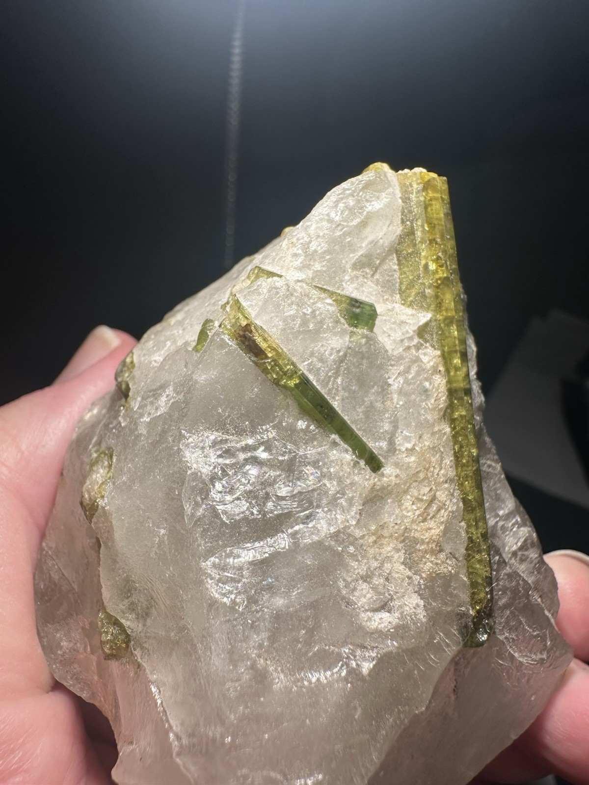 9oz 258 Grams Natural Bicolor 2″+ Green Tourmaline Crystals in Quartz Matrix!