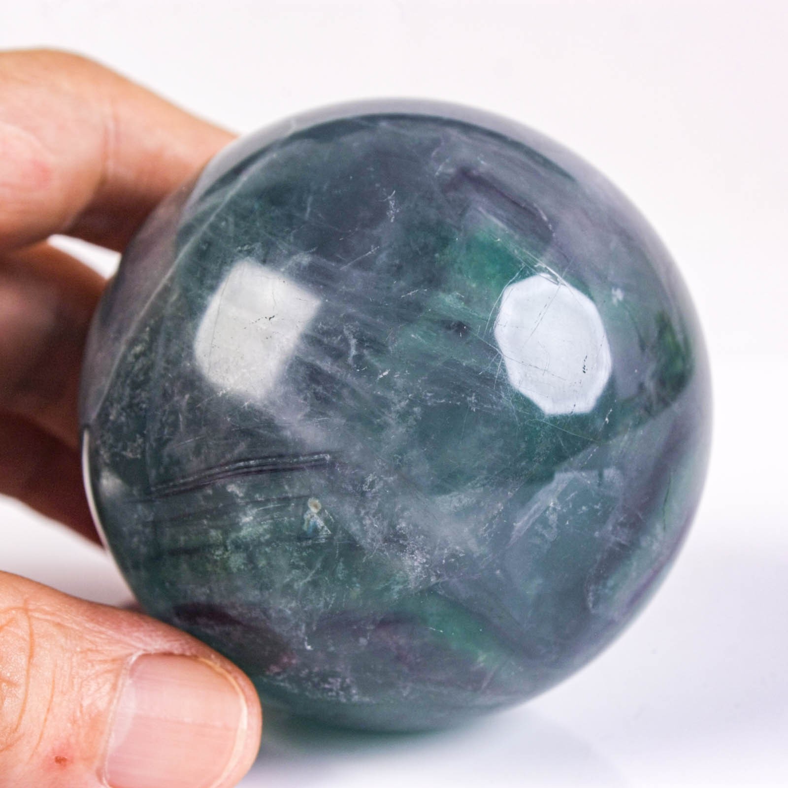 2.5″ 14.6oz Rainbow Fluorite Sphere Crystal Ball Natural Banded Mineral Specimen