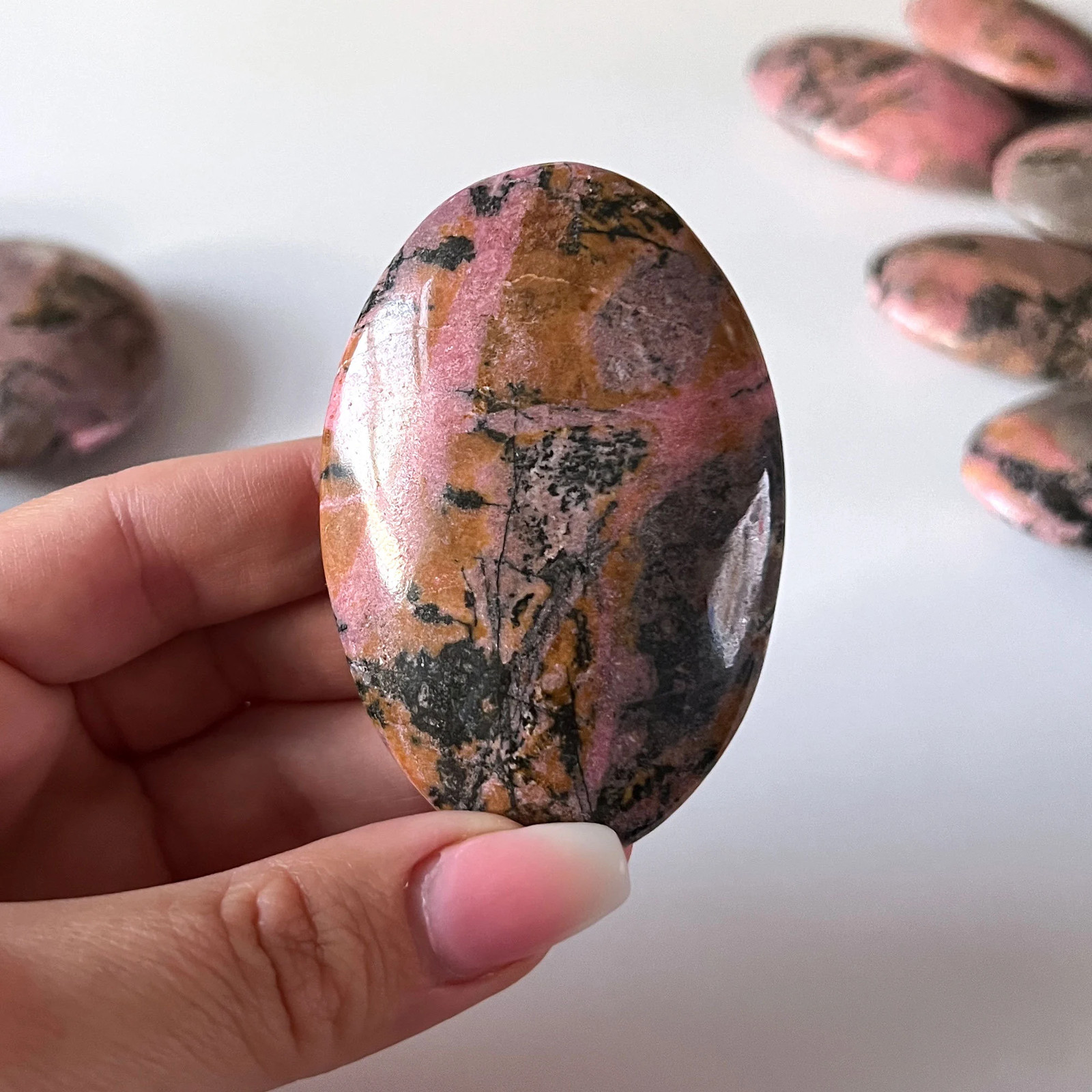 CHOOSE YOUR OWN Rhodonite Palm Stone | Emotional Balance | Heart Healing | Fear