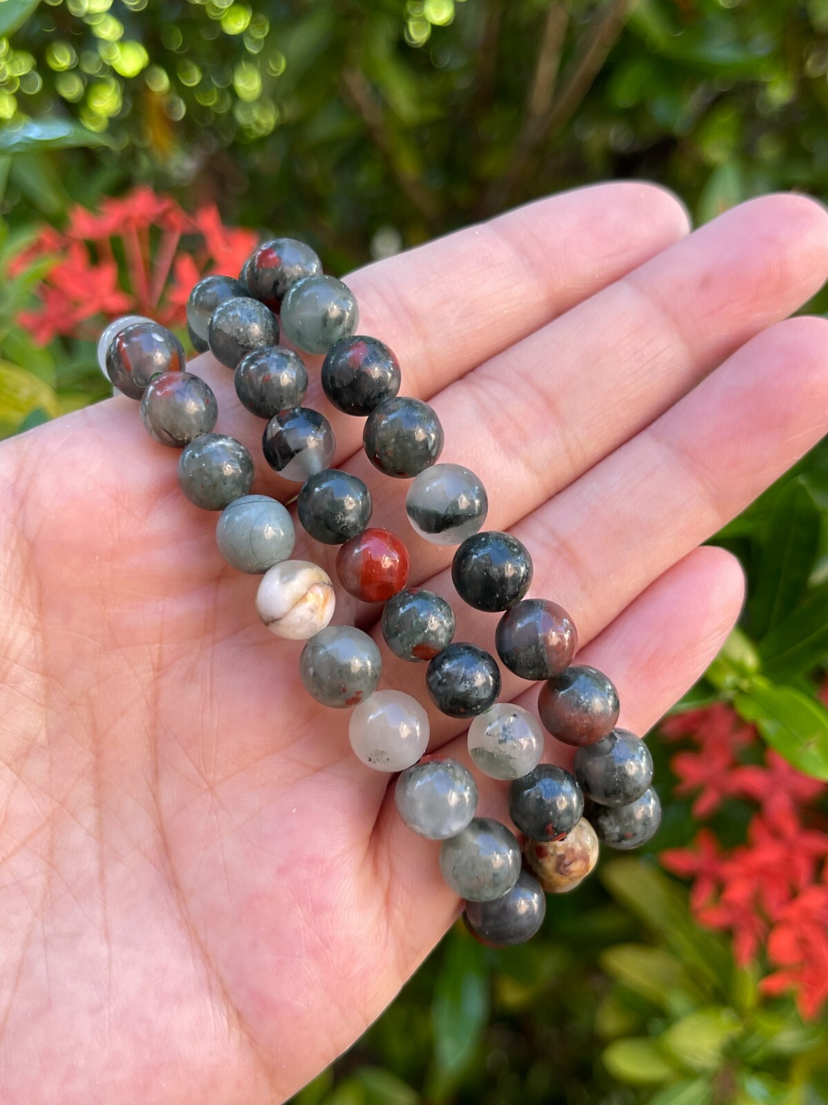 Grade A++ Bloodstone Crystal Bead Bracelet 8mm, Genuine Gemstone Bracelet