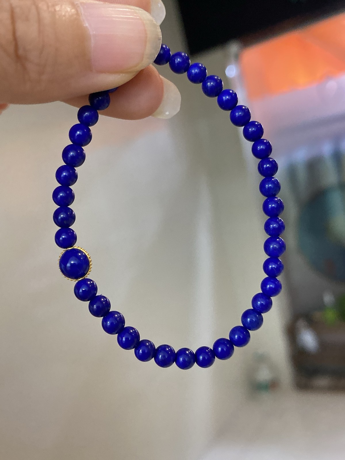 Vintage Natural Old Mine Lapis Bead Bracelet All-match Casual Fashion Accessory