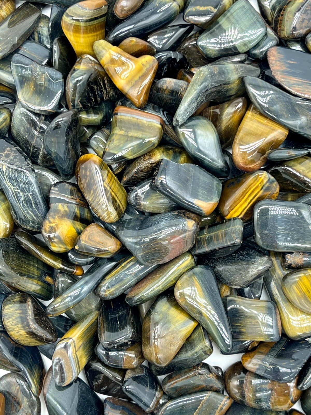 1/4 lb Tumbled Blue Multi Tigers Eye Gemstone Crystals 30-45 Stones Natural Gems