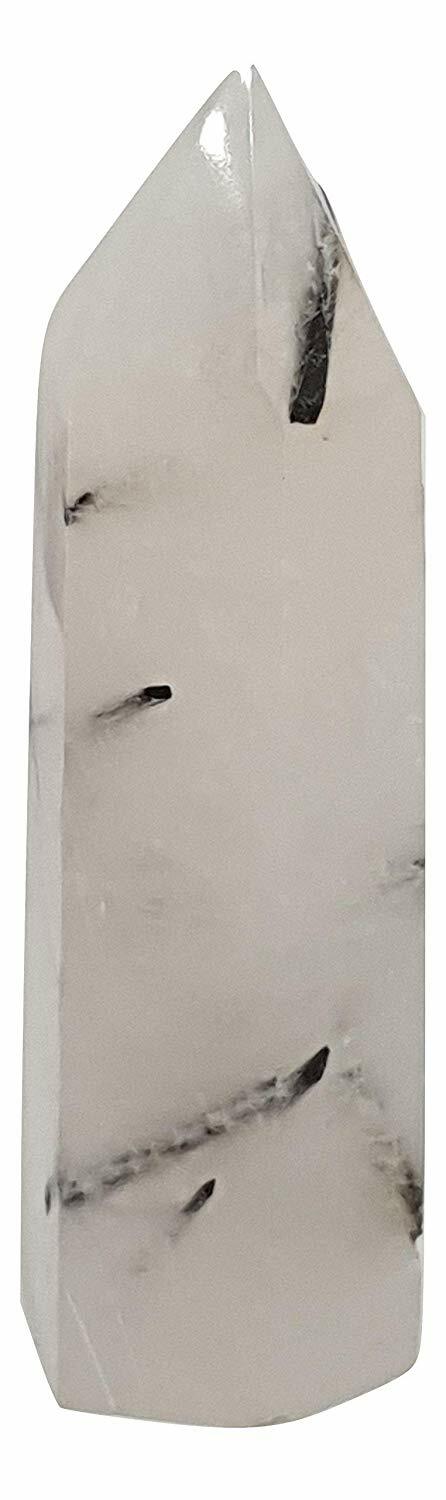 Rutilated Black Tourmaline Quartz Gemstone Point 78 x 25 x 20mm Approx 50g gt11a