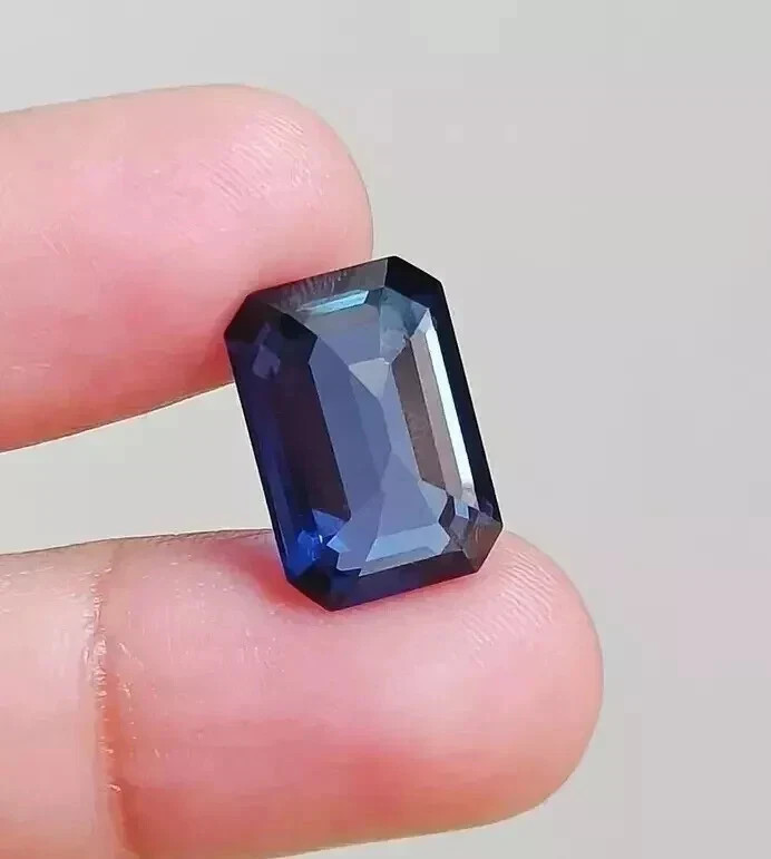 AAA 9 CT+ Natural Ceylon Blue Sapphire Emerald Cut Loose Certified Gemstone