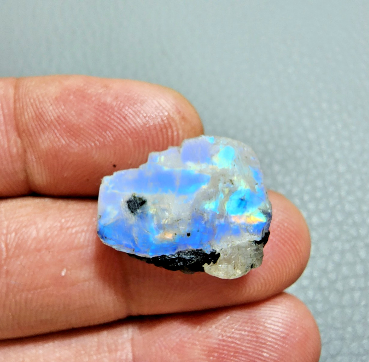 6 pcs Rare White Rainbow Moonstone Power Blue Fire Rough Loose Gemstone 21-24MM