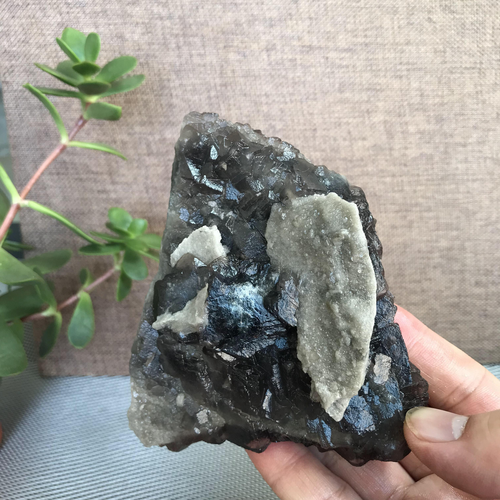 112mm NATURAL Grey Cubic FLUORITE Crystal Cluster Mineral Specimen 552g A1283