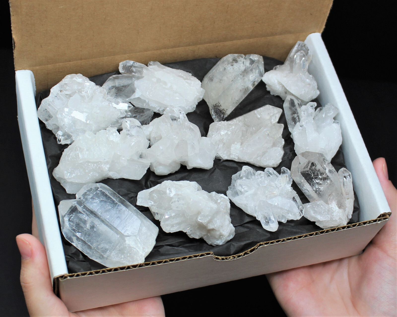 Clear Quartz Crystal Clusters Box: 8 – 12 Piece Box Lot (Clear Quartz Clusters)