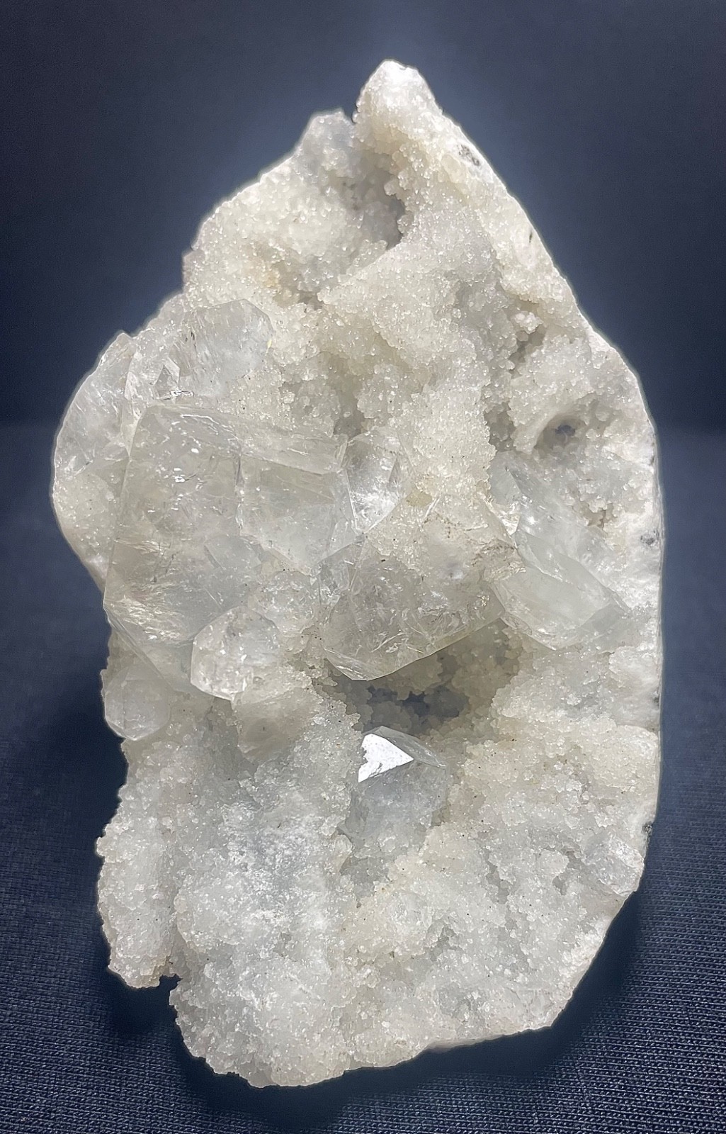 Natural cluster Apophyllite crystal in coral spiceman 221 gr 11x6x3. 5 cm