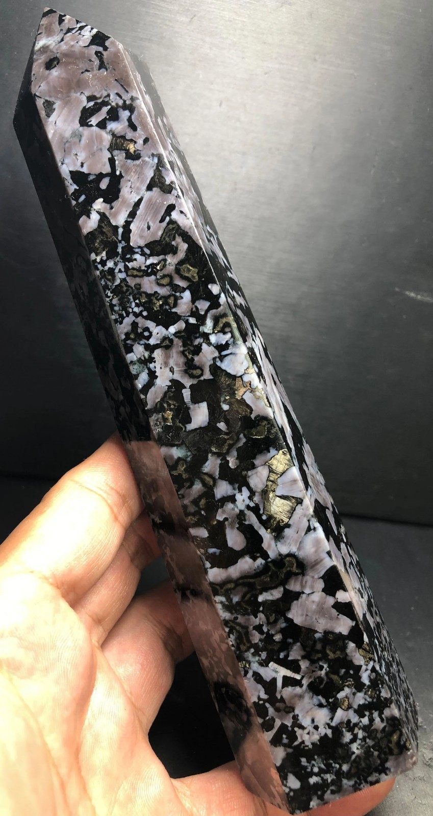 547g 190mm Indigo Gabbro Terminated Generator Mystic Merlinite Crystal Point