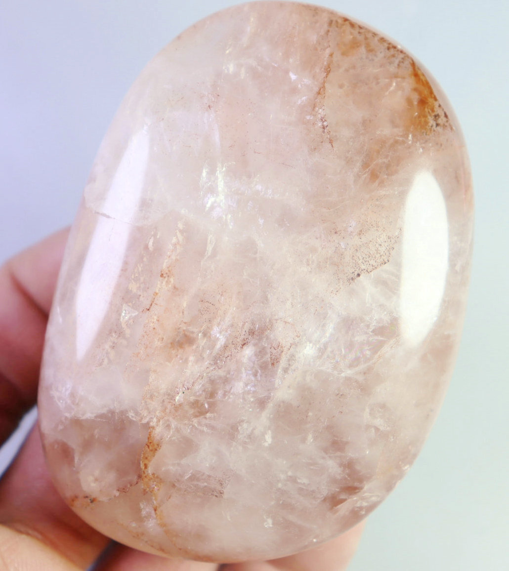 Natural RED FIRE Hematoid Quartz Crystal Palm Stone Reiki Healing Energy