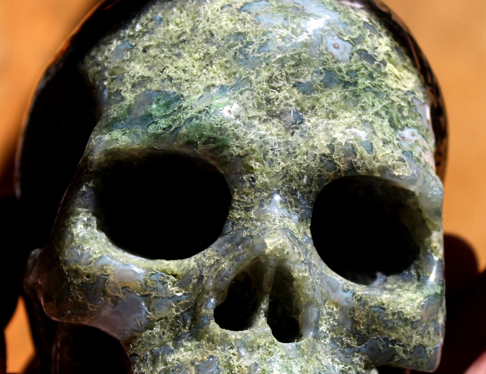 Magnificent Hand Carved Ocean Agate Crystal Skull *** Over 5″ *** 3 POUNDS! ***