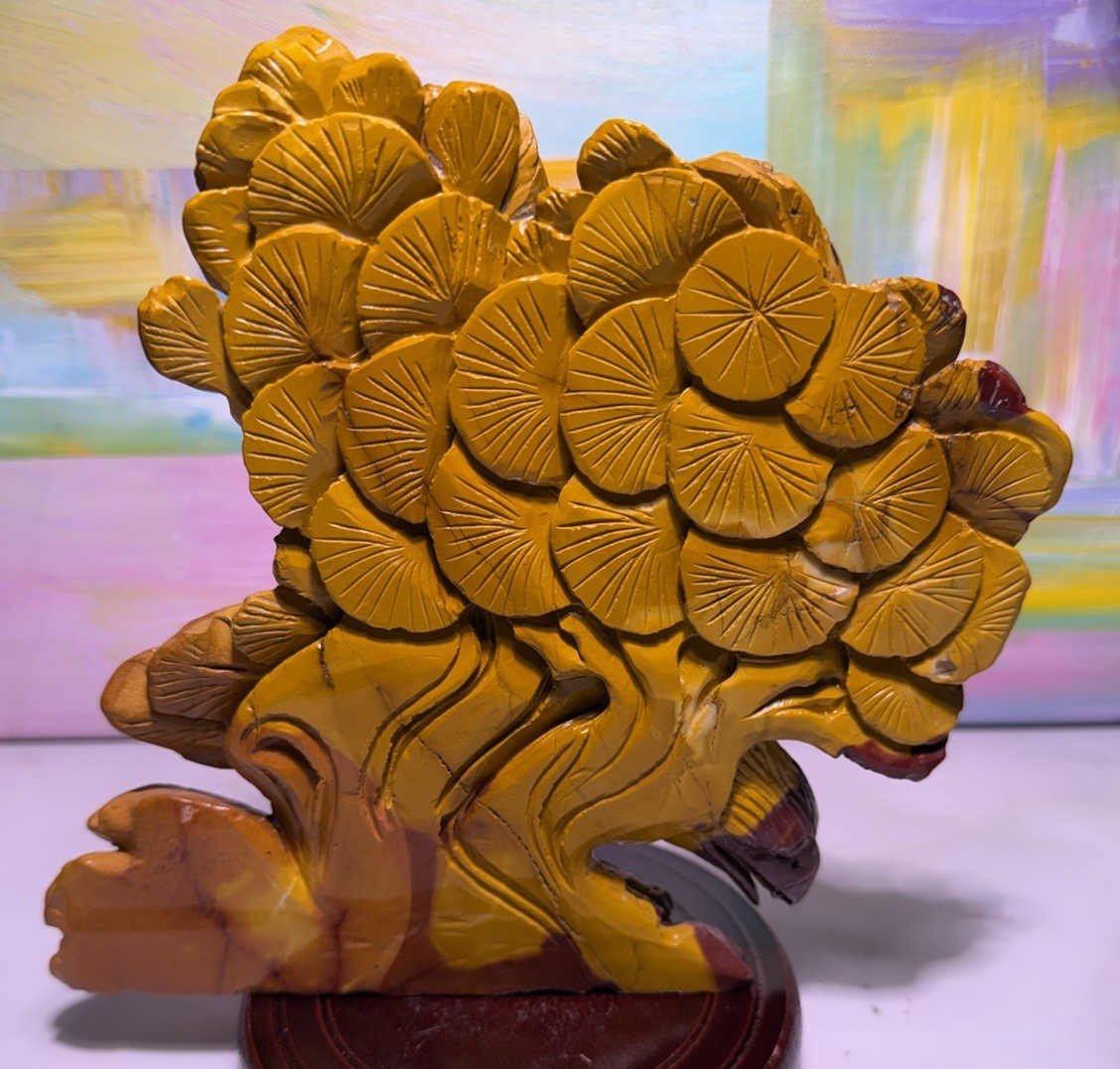 Carved stone Eagle Bird Figurine Sculpture on Base, Approx 6in W x 8in T