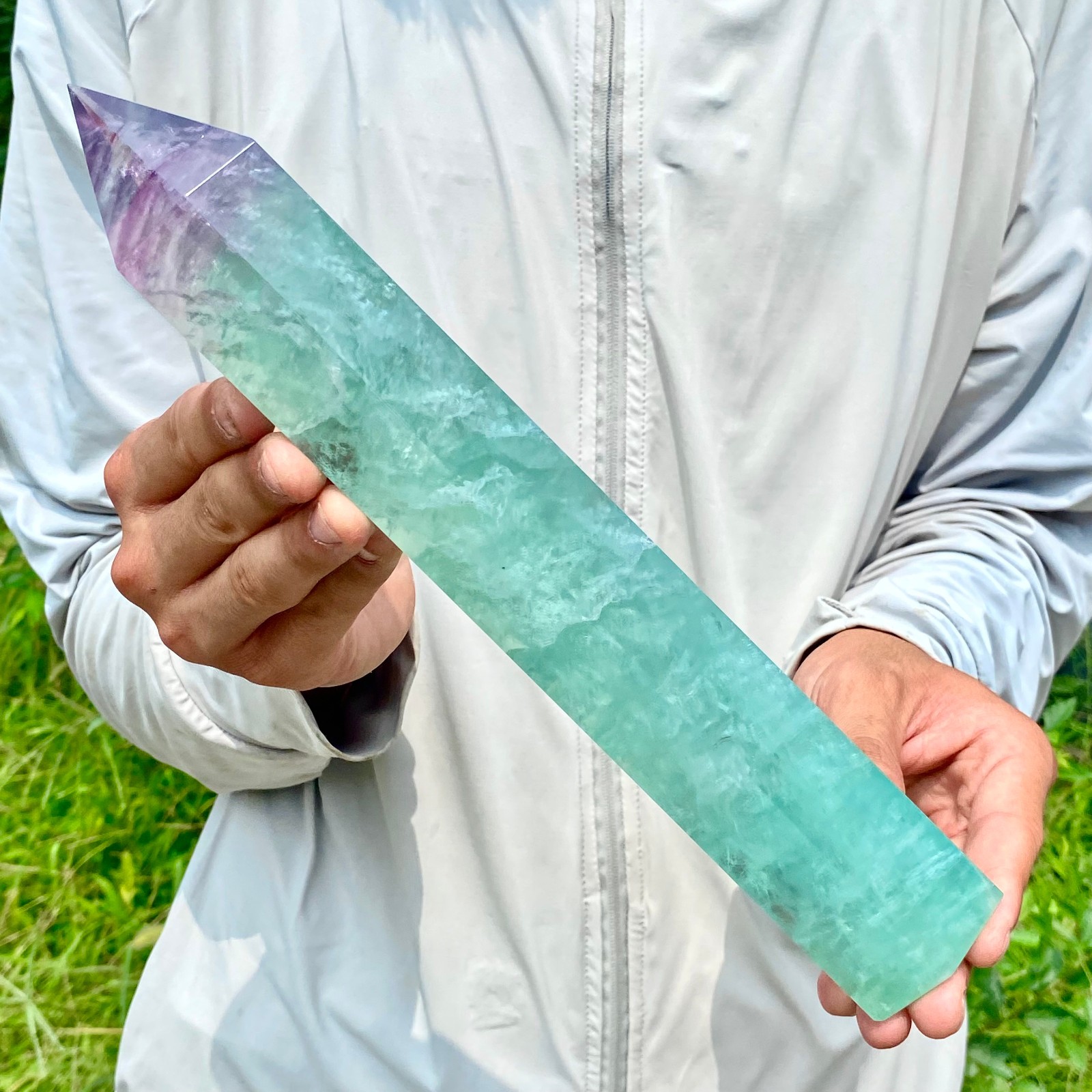 3.08LB Large Natural colored fluorite crystal column obelisk healing specimen