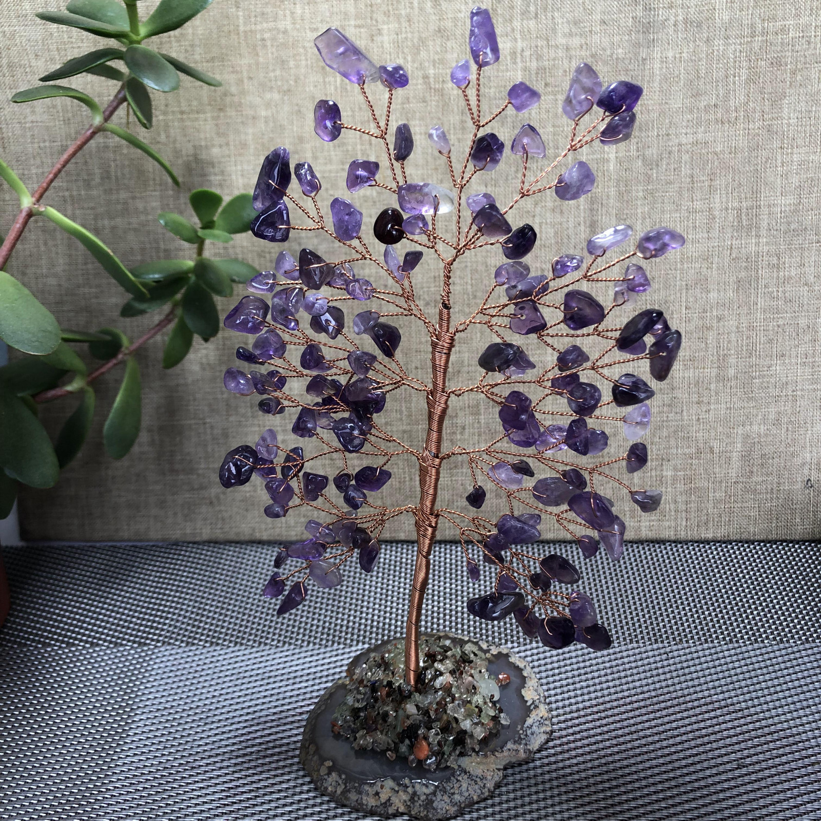Natural beautiful crystal hand woven tree home decoration gift Dream Amethyst 18