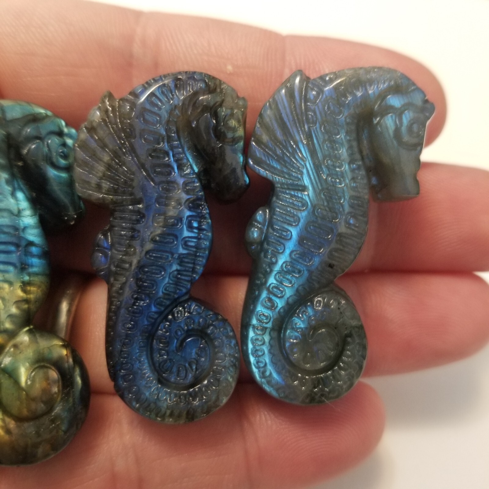 2″ Labradorite Seahorse Figurine Carving Specimen Rocks Crystal