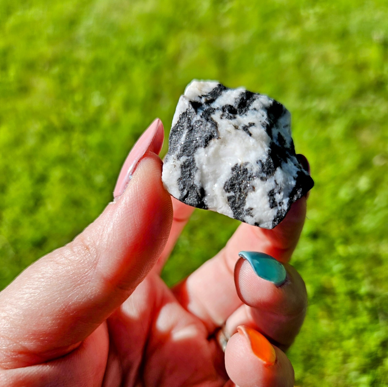 Zebra Calcite Layered Banded Stone Crystal Natural Raw Black And White ~1.5 In