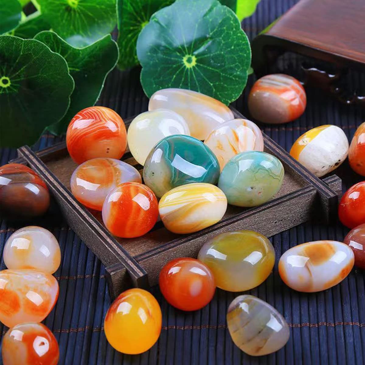 100 Pcs Mixed Agate Stone Tumbled Stones Natural Bulk Assorted Tumbled Polish…