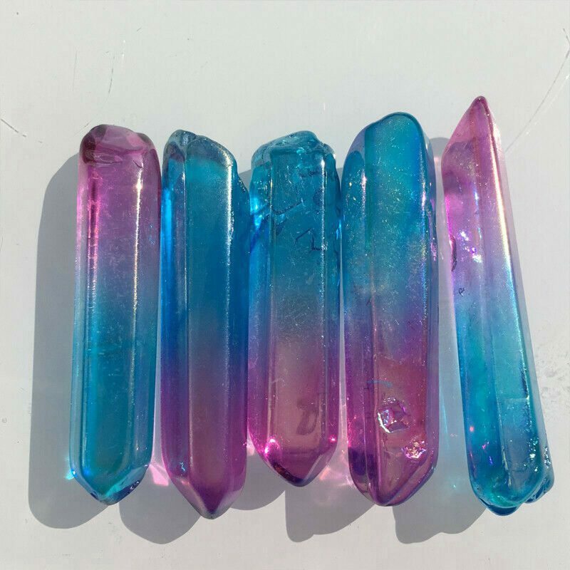Crystal Quartz Rainbow 4-5cm Titanium Lemurian Healing Stone Aura Fluorite