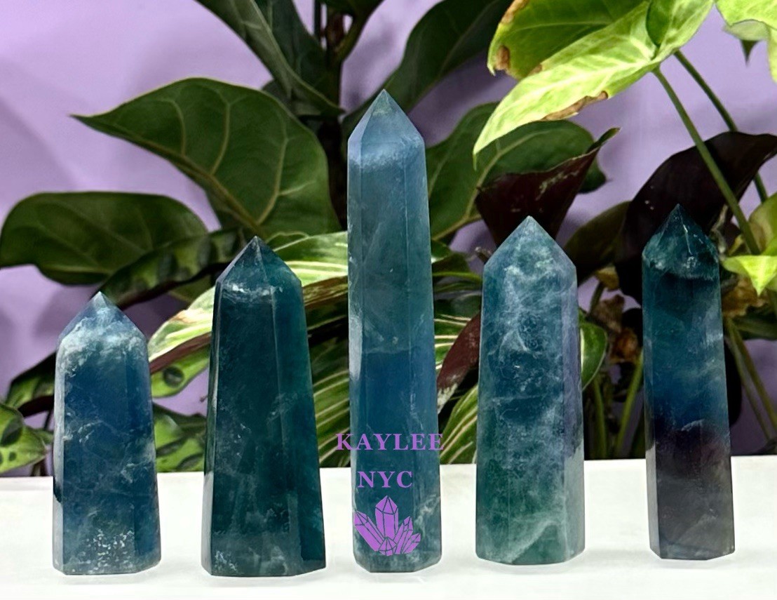 Wholesale Lot 1 Lb Blue Fluorite Tower Obelisk Tower Point Natural Crystal