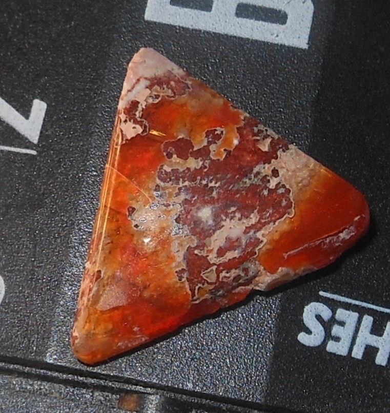 5.50ct Mexican Fire Opal Triangle w/Host Rock Polished 16 x 15 x 5mm
