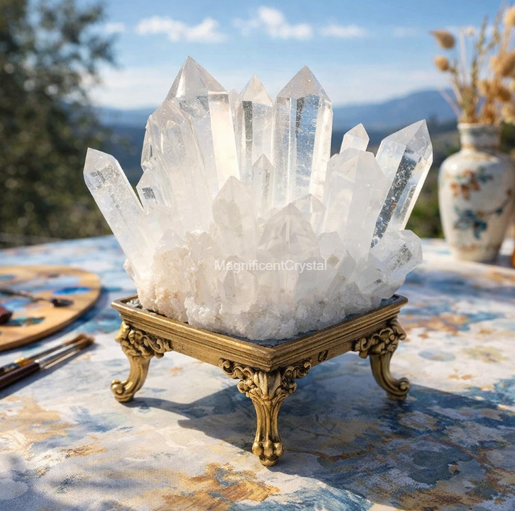 520g Natural Clear Quartz Cluster Chakra Balancing Spiritual White Crystal Decor