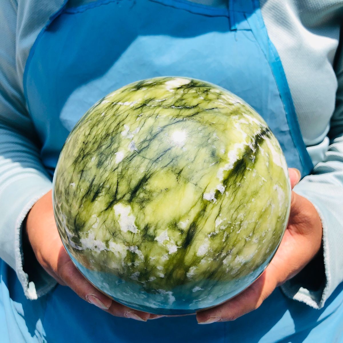 9.02LB Natural ophiolite crystal ball Quartz polishinSphere Healing Reiki decor