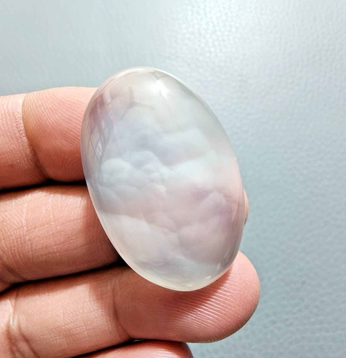 Natural 52 Carat Chalcedony Oval Shape Cabochon Loose Gemstone Large Milky