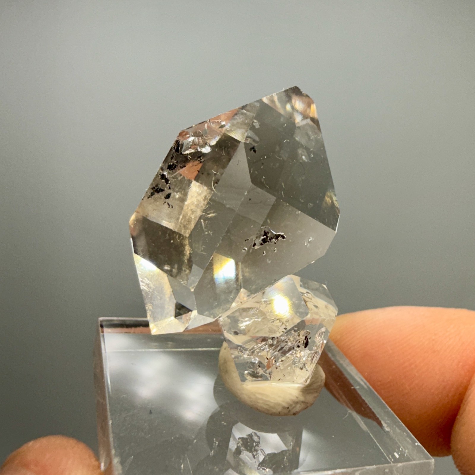 A+ Grade Herkimer Diamond Gem Cluster, Flawless Clarity, Minor Hydrocarbon