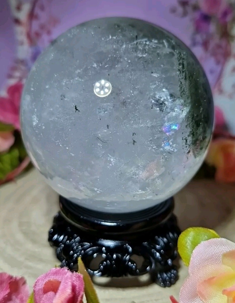 Beautiful Garden Quartz Crystal Sphere With Rainbows 73mm 563g & Choice Of Stand