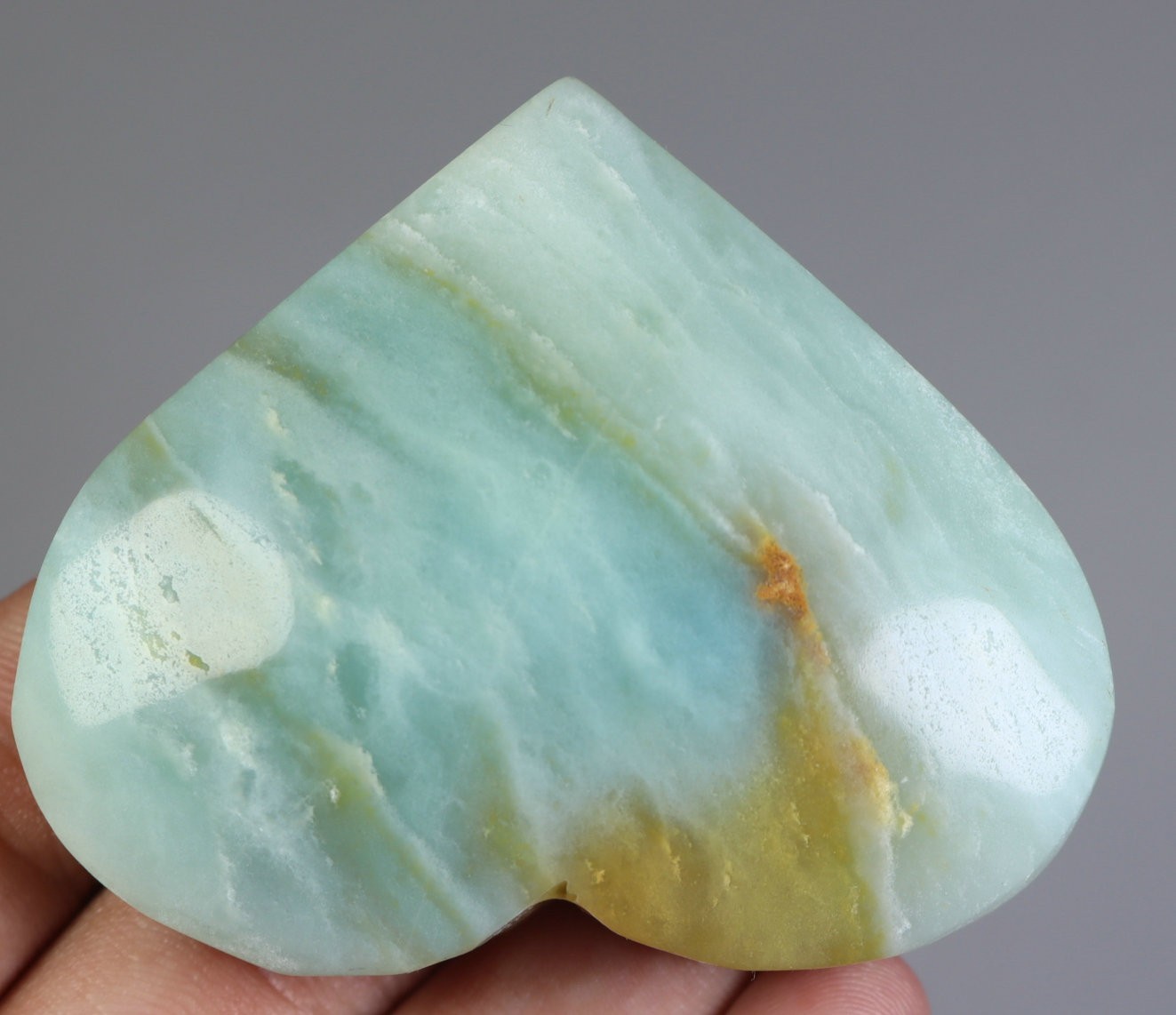 Natural Sky Blue Caribbean Calcite Quartz Crystal Stone Heart Reiki Healing
