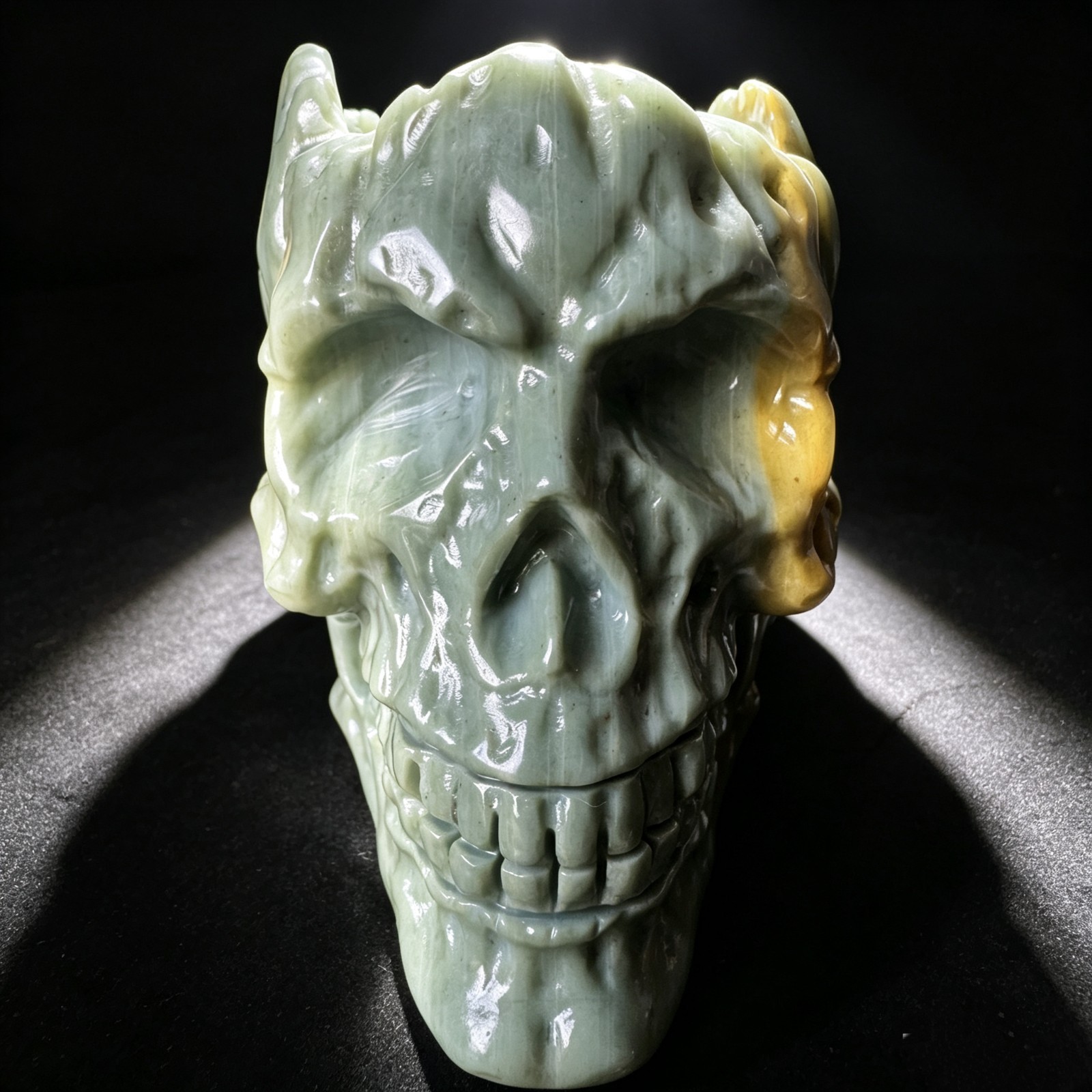 Hand Carved Songhua Stone Predator Skull Ashtray Gothic Sci-Fi Man Cave Decor