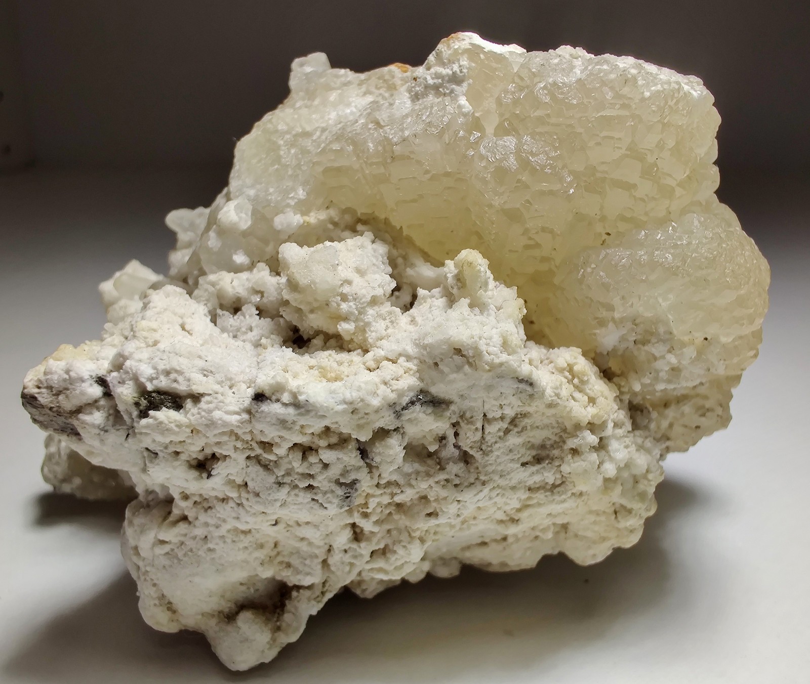 Excellent Witherite specimen, Peach UV. Minerva Mine, Illinois. 213 grams.