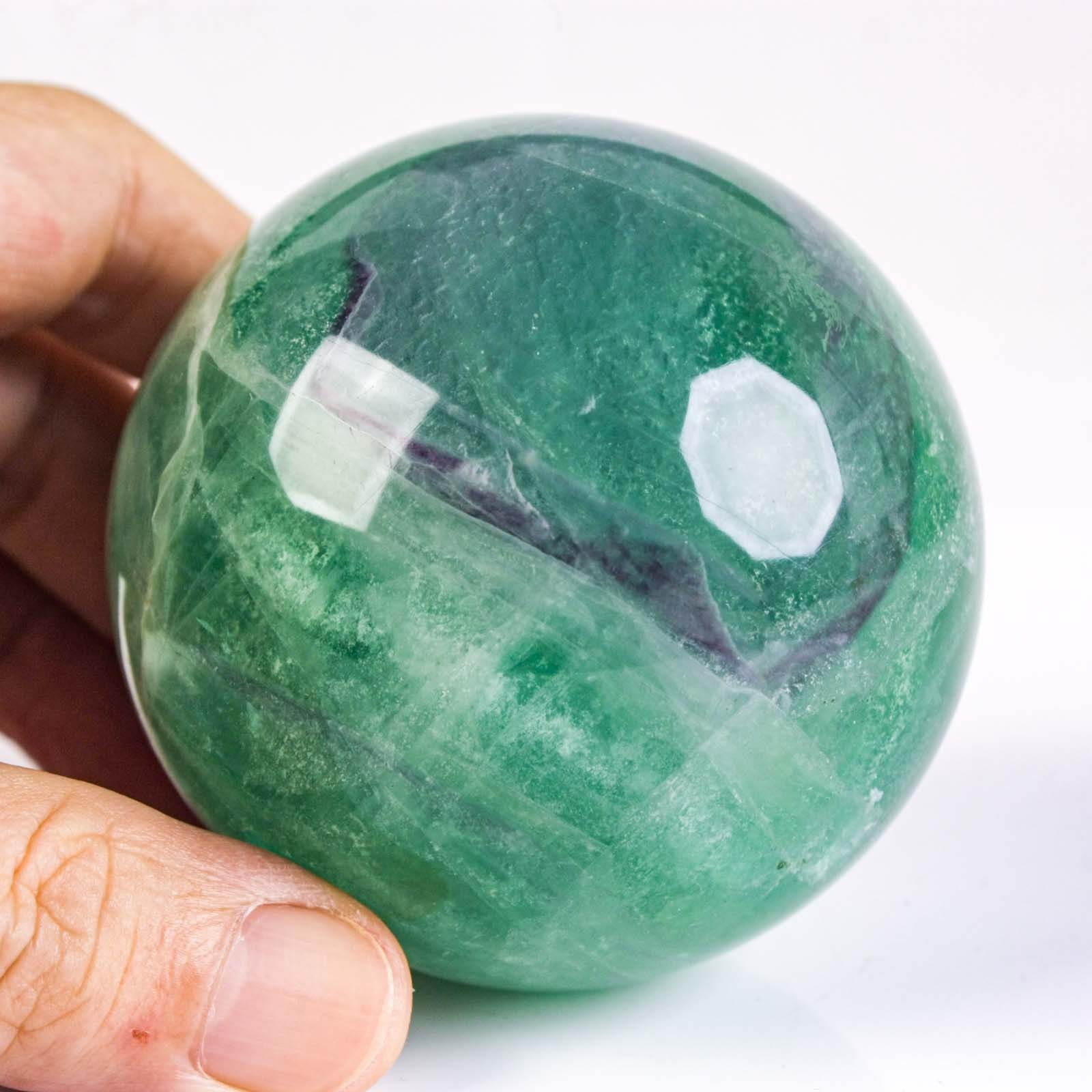 2.6″ 1.1LBS Rainbow Fluorite Sphere Crystal Ball Natural Banded Mineral Specimen