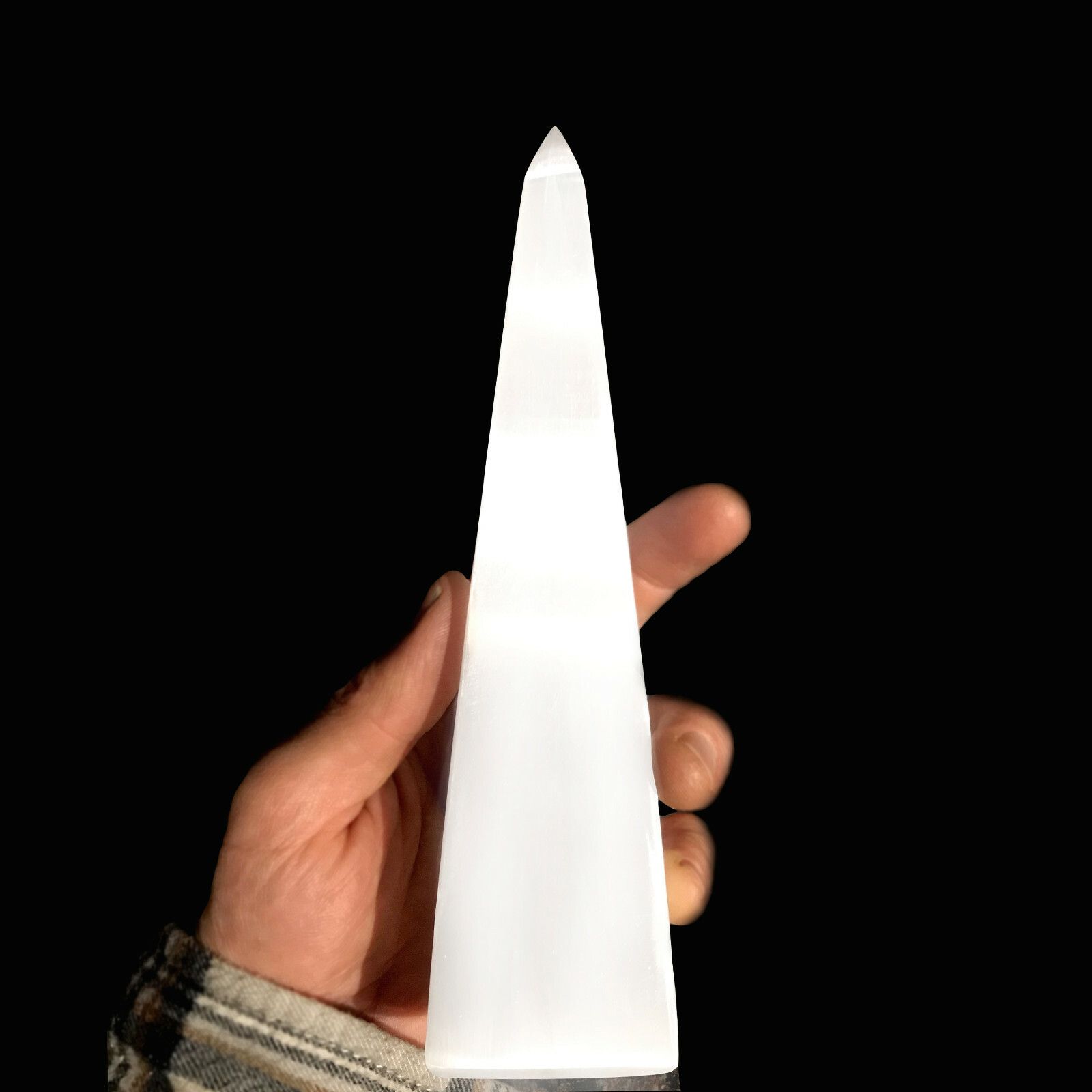 Large SELENITE TOWER 8″ inch Crystal Obelisk Morocco Natural Carved Heal Energy
