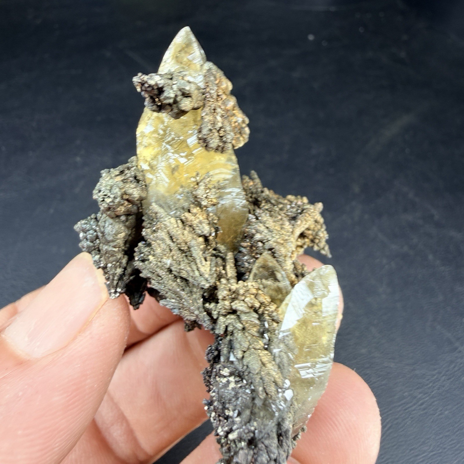 Golden Calcite Flower Chalcopyrite Crystal Combo / Sweetwater Mine *Video*