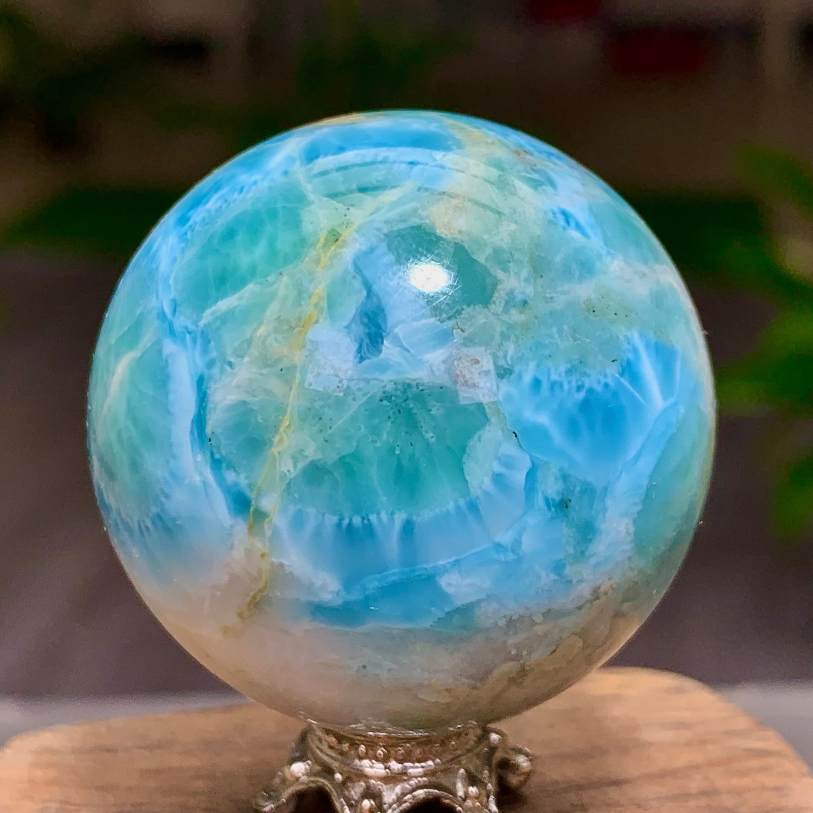 87G Natural larimar Gorgeous rough Crystal Sphere Ball Healing