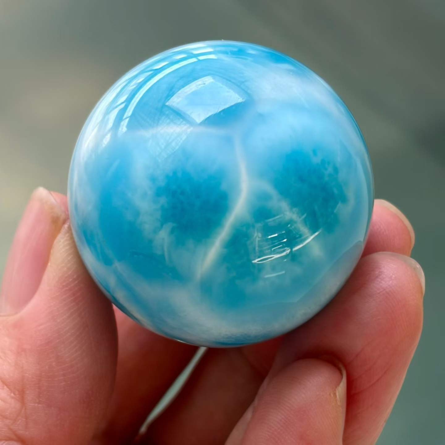 36mm Natural Larimar Gemstone sphere quartz polished ball Reiki energy