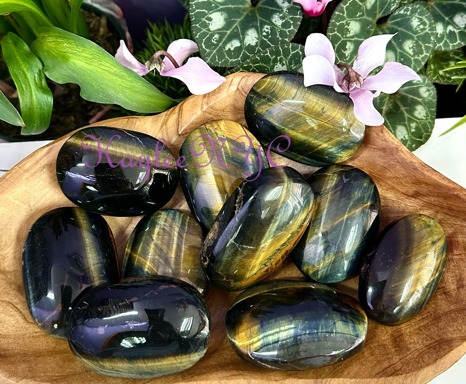 Wholesale Lot 2 Lbs Natural Tiger Eye Palm Stones Crystal Healing