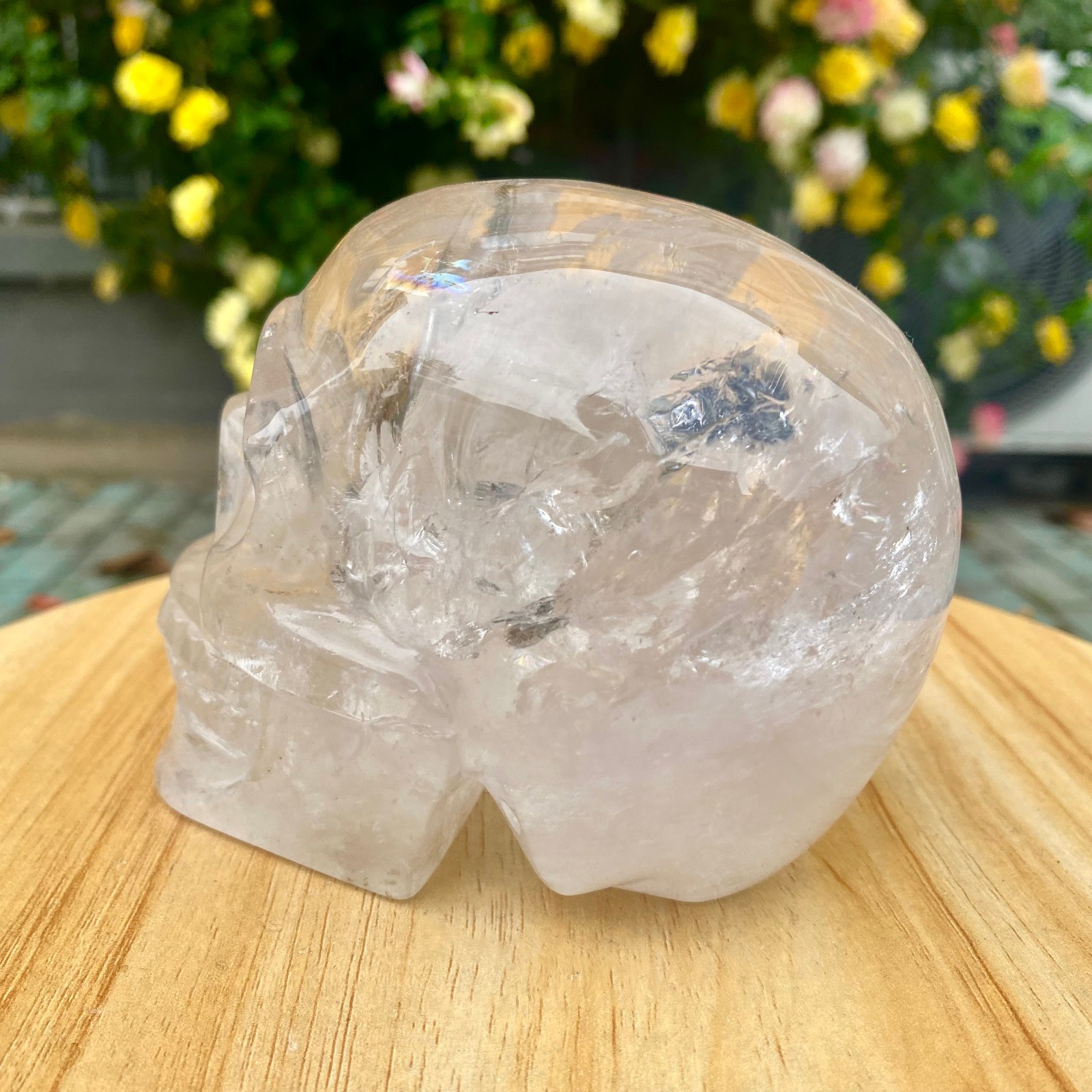 2.46LB TOP! White melting quartz hand carved crystal skull gem reiki healing