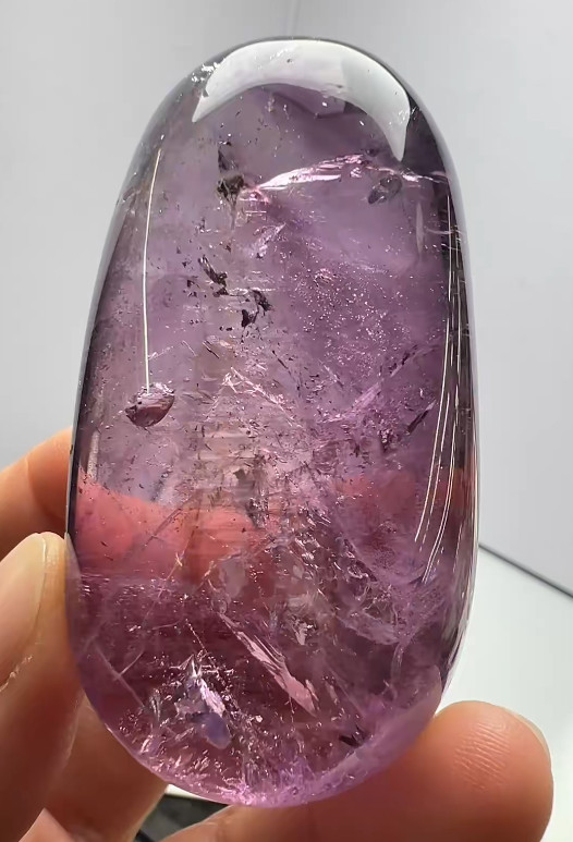 67*36*30mm Natural Amethyst Quartz Moving Water Drop Specimens Palm Reiki