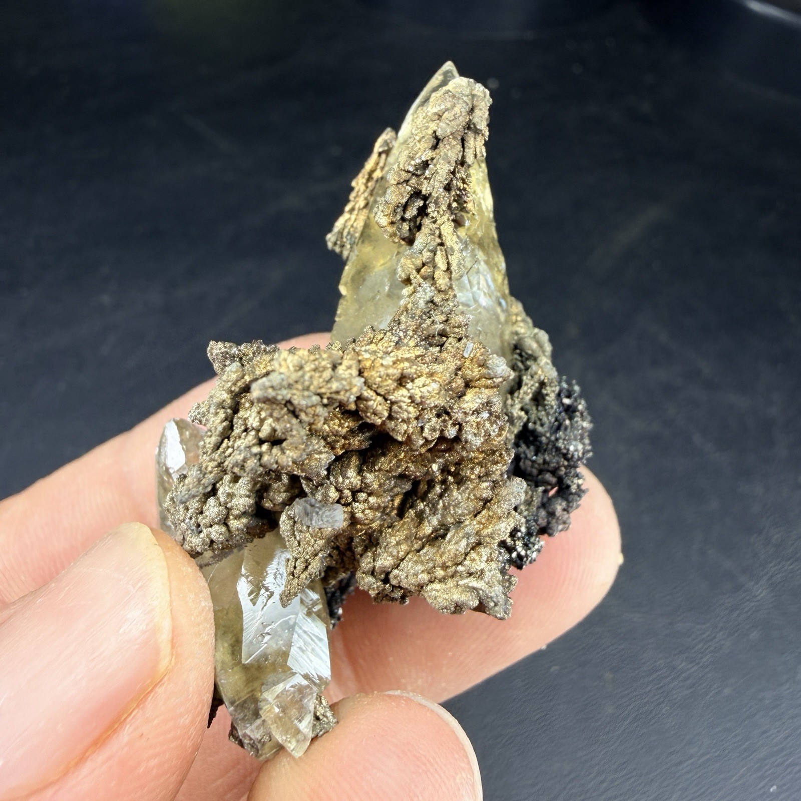 Golden Calcite Flower Chalcopyrite Crystal Combo / Sweetwater Mine *Video*