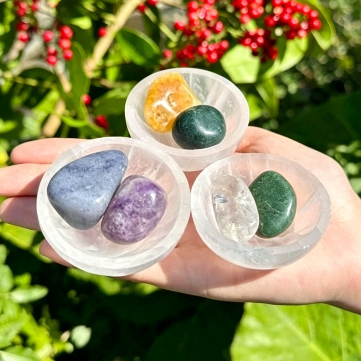 Natural Selenite Bowl Crystal 3″ Cleansing Charging Plate Reiki Healing Stone