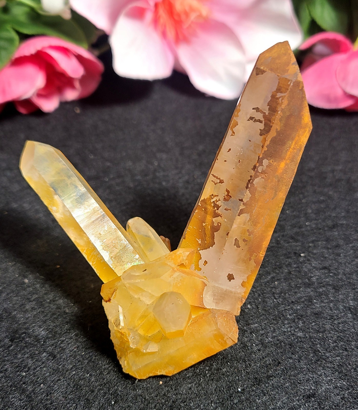 3.4″ 76g Pretty V Shape Golden Healer Quartz Crystal Cluster Stone Specimen