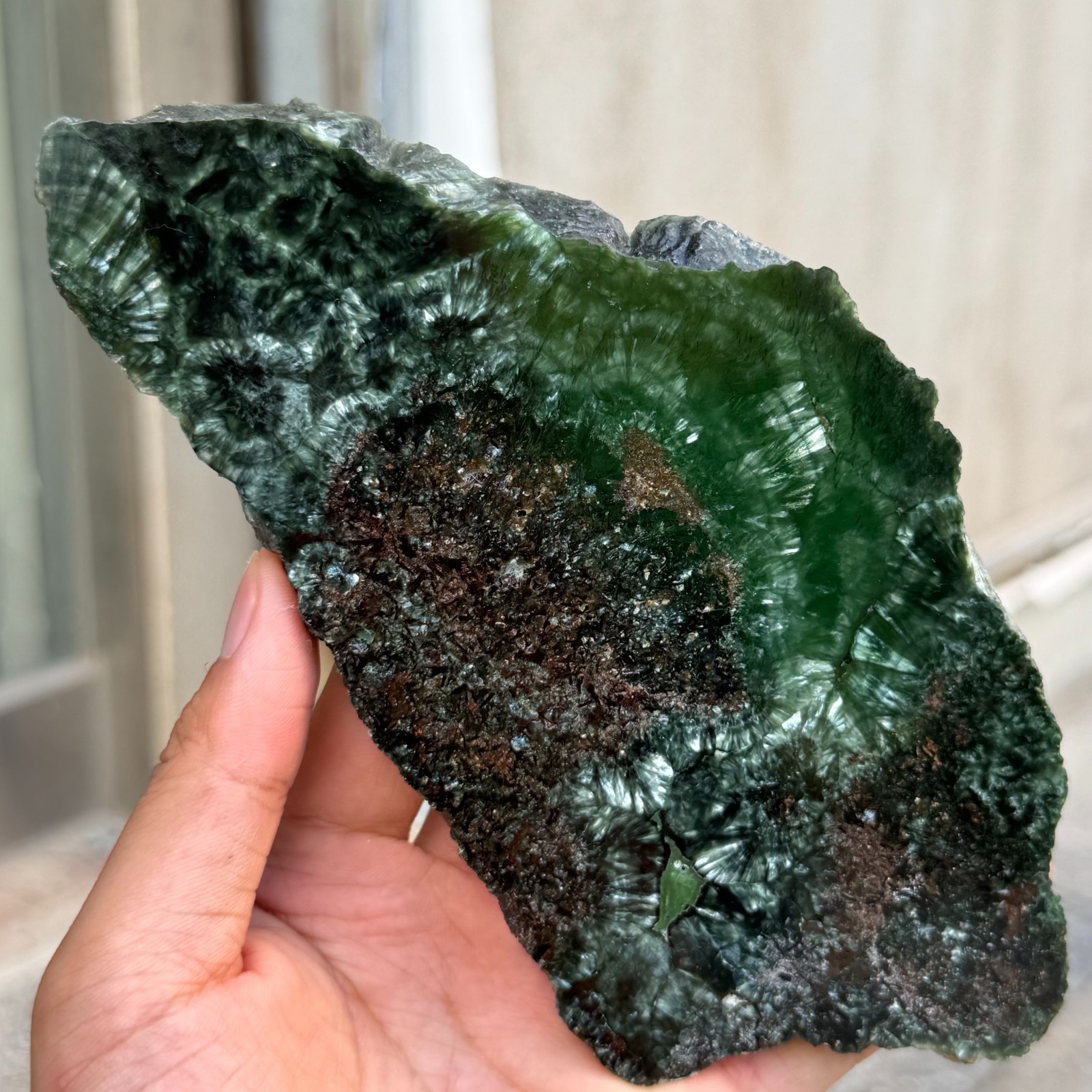 286g Rare Natural Seraphinite Slab Quartz Crystal Reiki Healing (Collection Lv.)